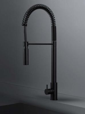 Waterevolution Flow полупрофесионален кухненски смесител, матово черно, с колона и пружина T157PR