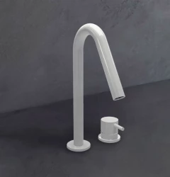 Водна революция Flow 2-отворен смесител за умивалник в матово бяло с малък V 120mm излив T1121VBR