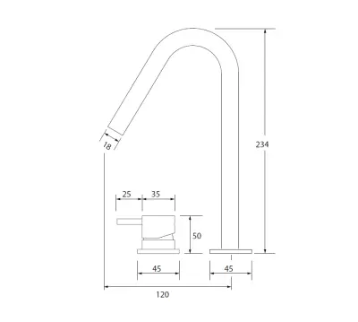 Waterevolution Flow 2-отворен смесител за умивалник, матово бял, с малък V 120 mm излив T1121VBR