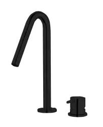 Waterrevolution Flow 2-дупков мивка кран матов черен с малка V 120mm изход T1121VPR