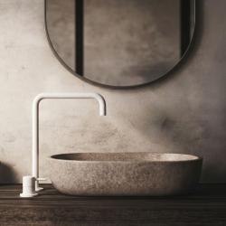 Водна революция Flow 2-дупков мивков смесител с висок изпускателен канал 222 матово бял T122HBR