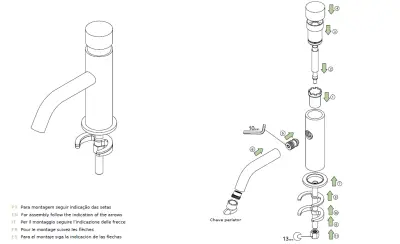 Waterevolution Flow смесител за умивалник със самозатварящ се хромиран T110TP01