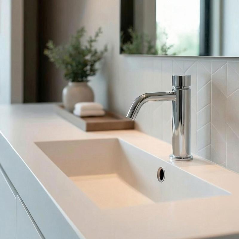 Waterevolution Flow смесител за умивалник със самозатварящ се хромиран T110TP01