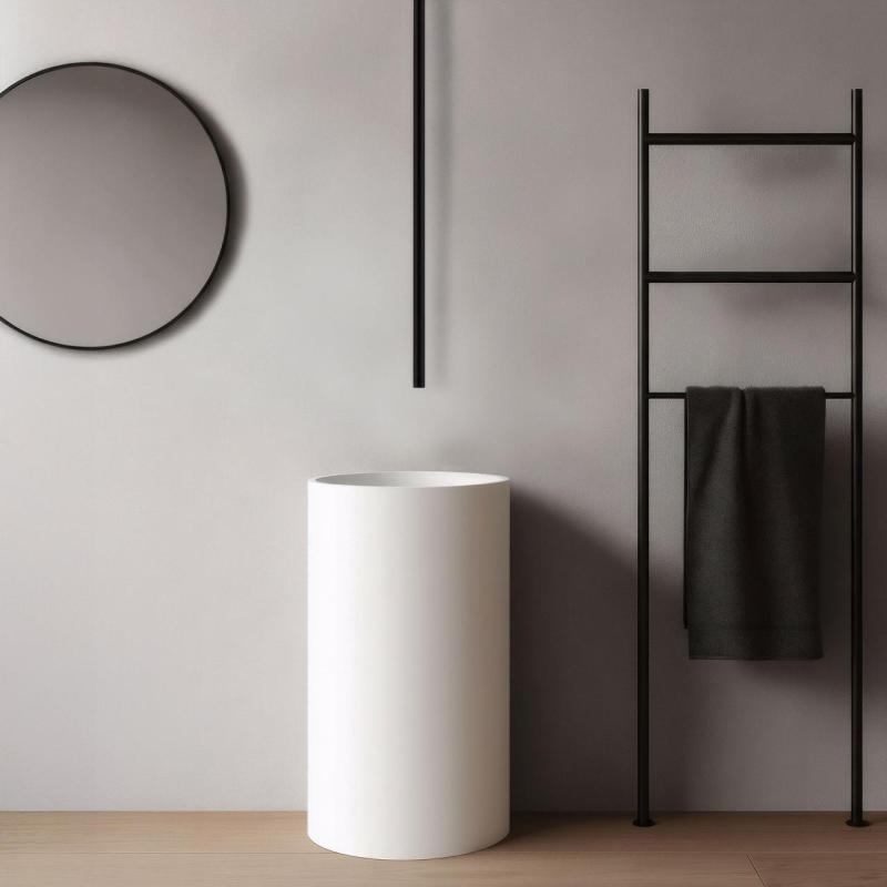 Waterrevolution Flow таванен смесител за умивалник с матов черен изпускателен уст T1678PR