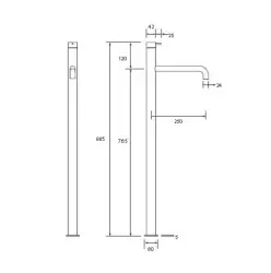 Waterevolution Flow самостоятелен кран за вана в матово черно T134PR