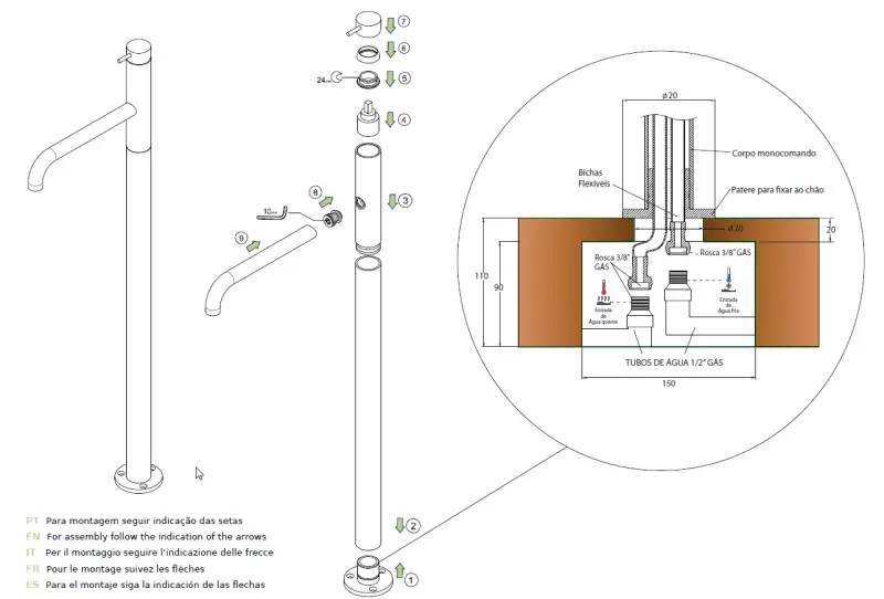 Waterevolution Flow самостоятелен кран за вана в матово черно T134PR