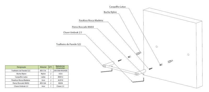 Waterevolution S22 държач за кърпи 45 см неръждаема стомана A412IE
