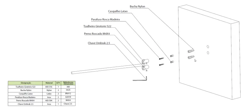 Waterevolution S22 въртящ се държач за кърпи 30 cm RVS A415IE