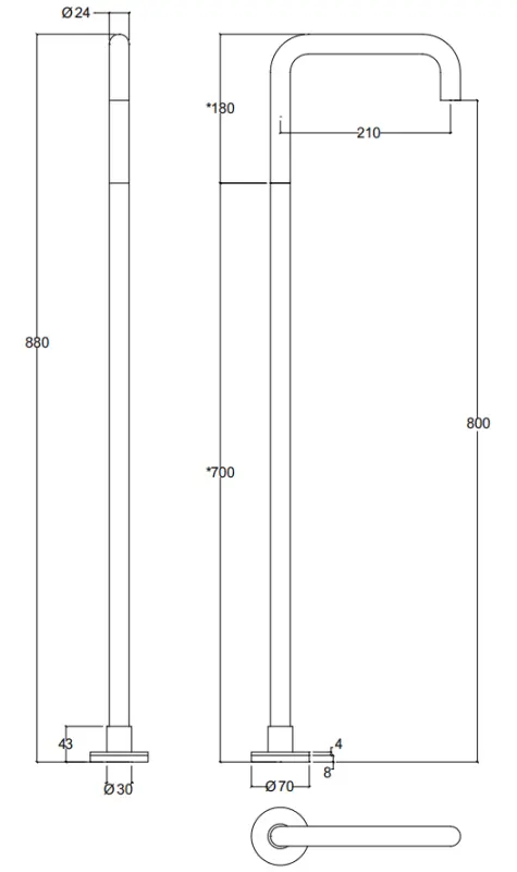 Водна революция Flow самостоятелен излив за вана, стоящ хром T1672H2401