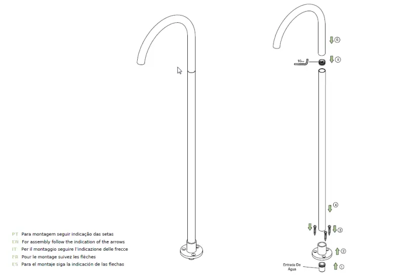 Водна революция Стационарен излив за вана Flow в матово бяло T1673BR