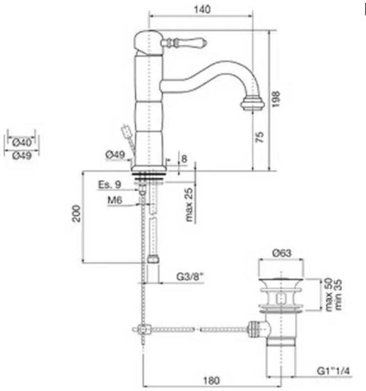 PB Classic класически пиластър за умивалник от неръждаема стомана 1208592582