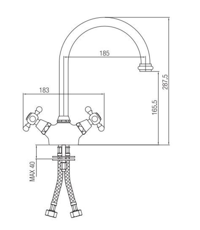 PB Носталгичен кухненски чучур, хром V1905