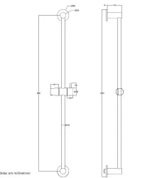 Waterevolution Flow плъзгащ се бар 800мм хром T166001