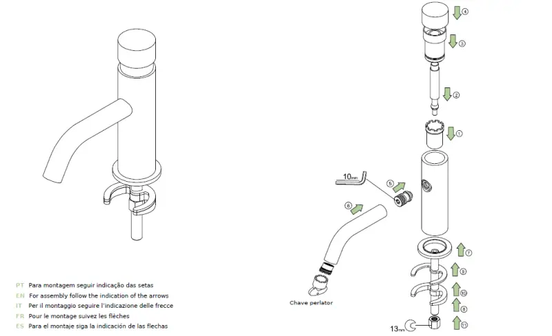 Waterevolution Flow смесител за умивалник със самозатварящ се механизъм, матово черно T110TPPR