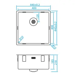 Caressi R10 Иноксова мивка 40x40cm за монтаж под, над и на нивото на плота CAPP40R10