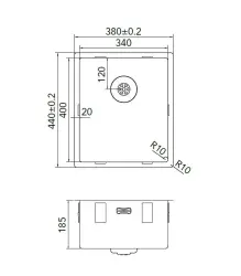 Caressi R10 нИноксова мивка 34x40cm , монтаж под, над и на нивото на плота CAPP34R10