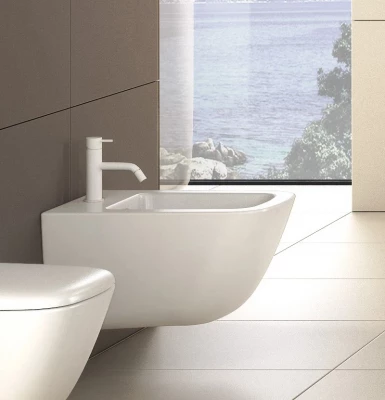 Мат бял смесител за биде от серията Flow на Waterrevolution T120BR