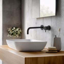 Waterevolution Flow вграден смесител за умивалник, матово черно, с излив 21 cm T116BPR-21