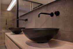 Solid-S Pure Умивалник за вграждане, кръгла мивка, матово черно, Ш41xВ14 см, без преливник, със запушалка от твърд материал 1208775662