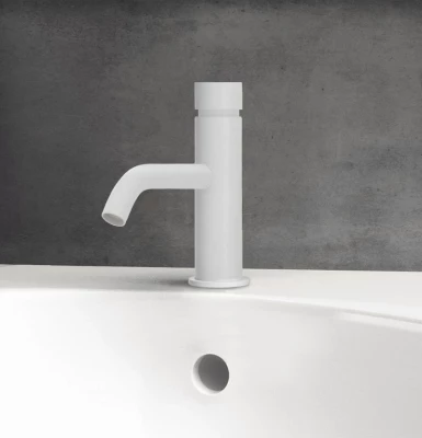 Waterevolution Flow Смесител за умивалник със самозатварящ се механизъм, матово бял T110TPBR