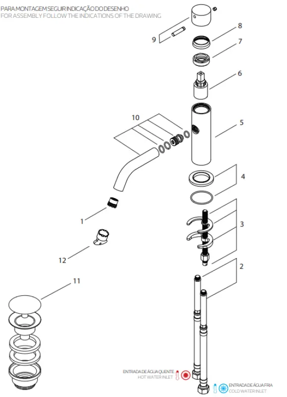 Waterevolution Flow смесител за умивалник вкл. клик щепсел мат бяло T111BR