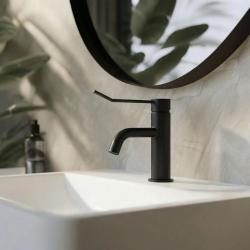 Waterevolution Flow смесител за умивалник с включен черен тапа T111PR