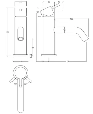 Waterevolution Flow ниска смесителна батерия за умивалник от неръждаема стомана T110IE