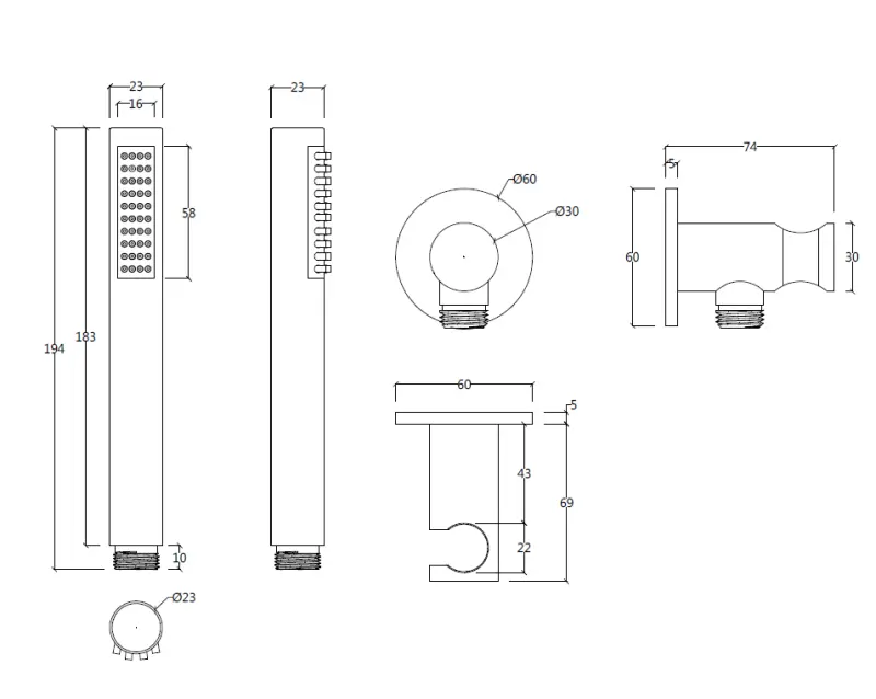 Waterevolution Flow комплект за баня с монтаж на стена, изцяло от неръждаема стомана T1621IE