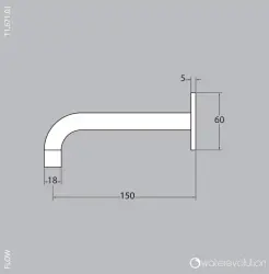 Waterevolution Flow батарейна чучурка за вана 15cm напълно неръждаема стомана T1671IE