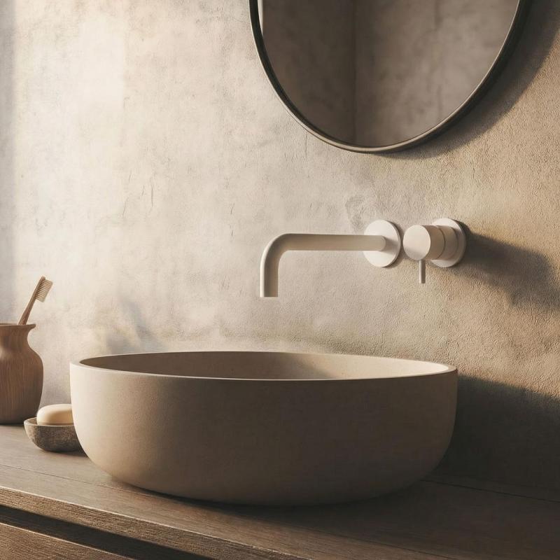 Waterevolution Flow вграден смесител за умивалник, матово бял, с излив 15 cm T116BBR-15