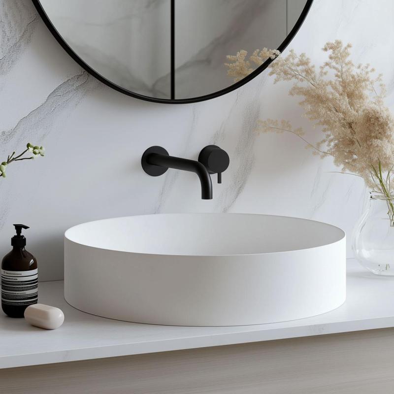 Waterevolution Flow вграден смесител за умивалник, матово черно, с излив 15 cm T116BPR-15