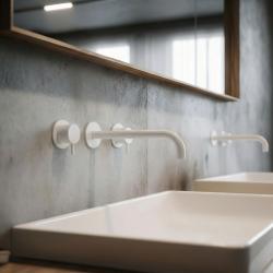 Waterevolution Flow 3-отворен вграден смесител за умивалник, матово бял, с излив 21 cm T1163FBR-21