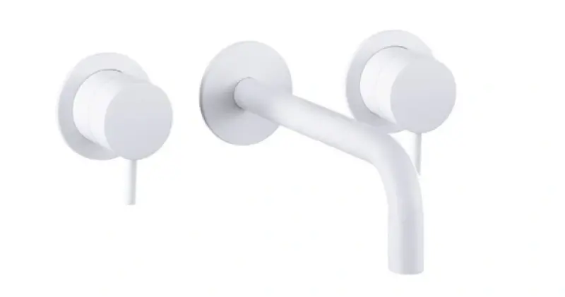 Waterevolution Flow 3-отворен вграден смесител за умивалник, матово бял, с излив 21 cm T1163FBR-21