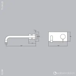 Вграден смесител за умивалник Waterrevolution Flow с покритие хром и източник 15cm T1161B01-15