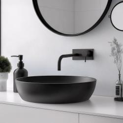 Waterevolution Flow вграден смесител за умивалник с покривна плоча, матово черно, с излив 15 cm T1161BPR-15