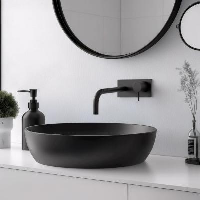 Waterevolution Flow вграден смесител за умивалник с покривна плоча, матово черно, с излив 15 cm T1161BPR-15