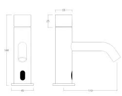 Waterevolution Flow електронен мивков смесител с инфрачервен сензор на 230 волта, матово черен T110EEPR