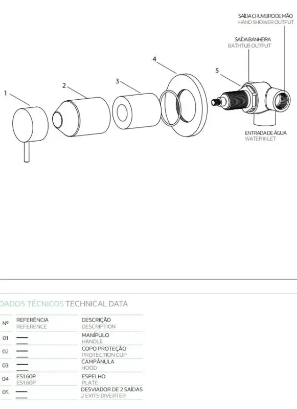 Вграден превключвател за двупосочен поток Waterrevolution Flow с кръгла хромирана розетка T1482S01
