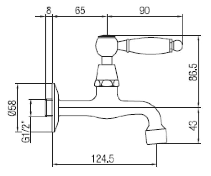 PB класически стенен кран за фонтана с бяла дръжка за студена вода, бронз 1208853512