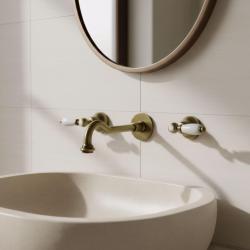 PB класически вграден стенен кран с бели дръжки 25 см чучур Бронз 1208854392