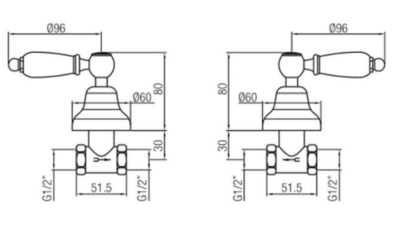 PB класически вграден душ комплект с кран и бели дръжки Хром 1208854562