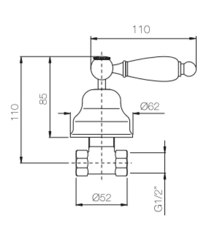 PB класически вграден вентил с бяла дръжка Хром 1208854652