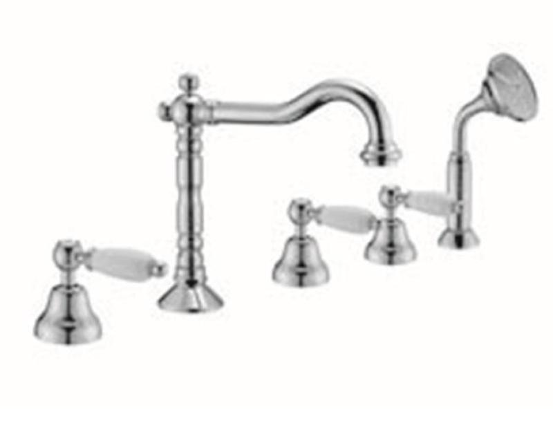 PB класически 5-дупков смесител за вана с бяла дръжка от неръждаема стомана 1208854802