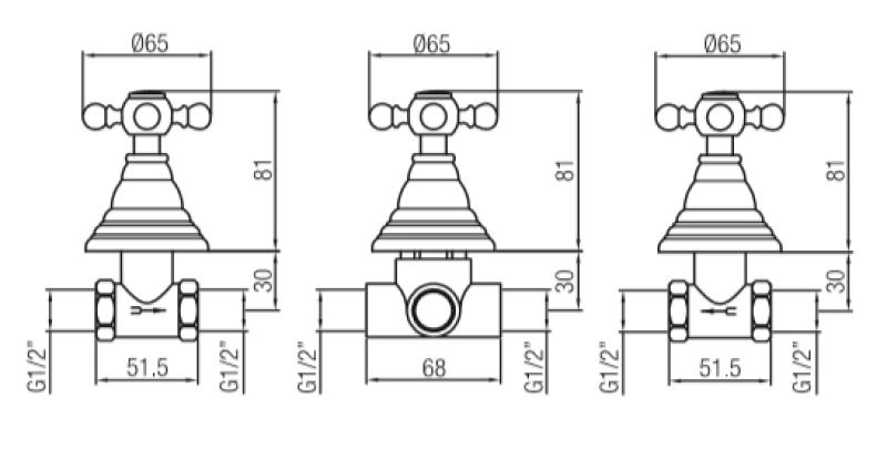 PB класически вграден душ комплект с 2 пъти превключвател със силни бутони, бронз 1208855372