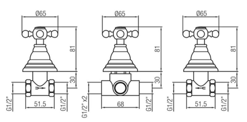 PB класически вграден комплект за душ с 3 пътя с превключвател с копчета за сила Бронз 1208855402