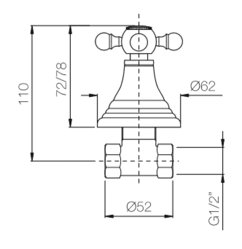 PB класически вграден вентил с усилен бутон Хром 1208855562