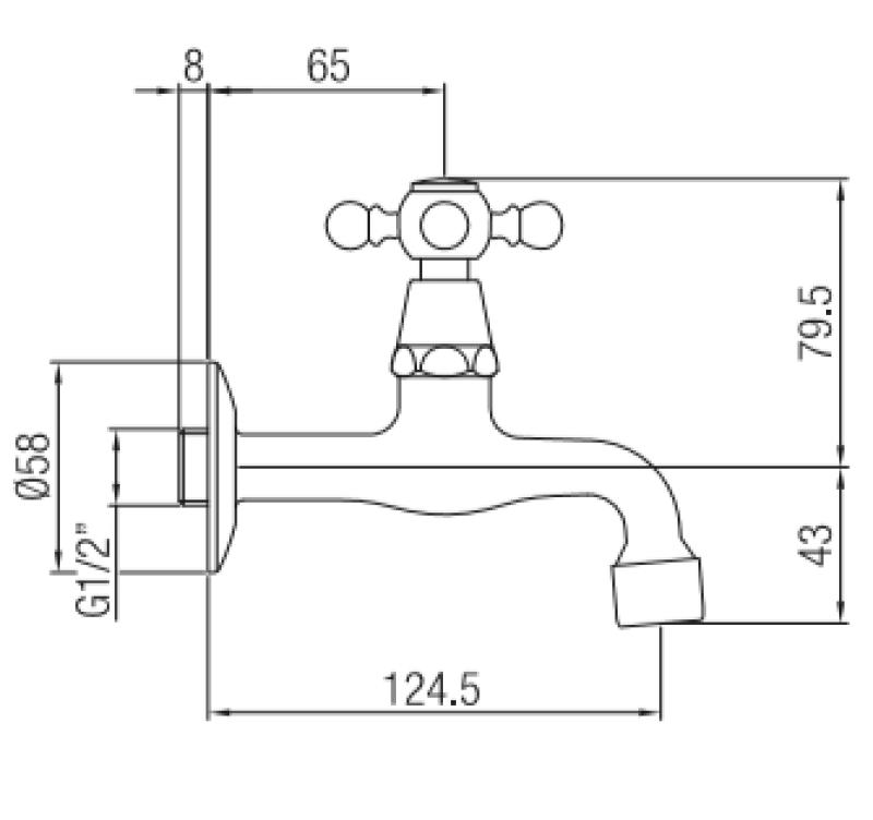 PB класически стенен кран за фонтан със силна ръкохватка за студена вода, хром 1208855592
