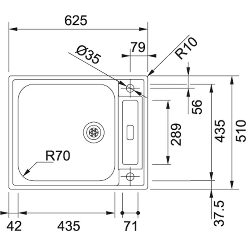 Franke Argos AGX 210 rvs мивка за вграждане 625x510 обратима 127.0380.400
