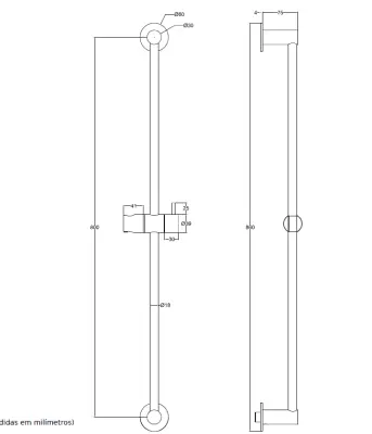 Waterevolution Flow слайд бар 800mm RVS T1660IE