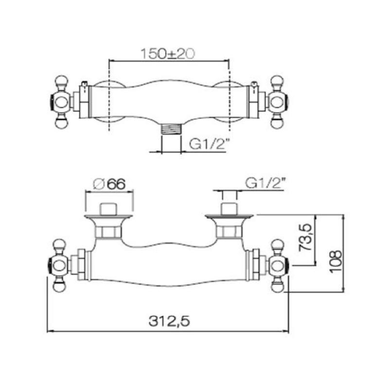 PB класически душ термостат Хром 1208898972